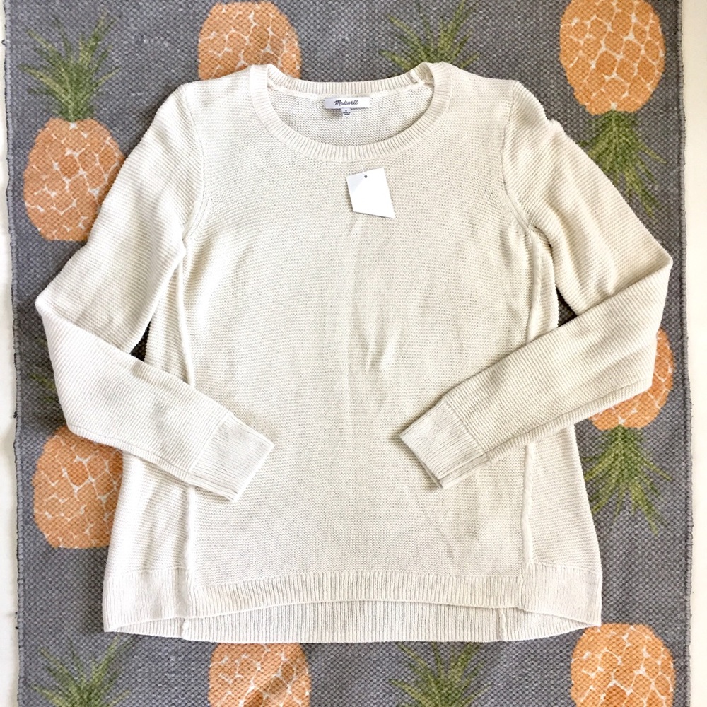 Madewell Cream Scoop Neck Long Sleeve Sweater Sz S